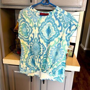 Blue and White Patterned Women's Top by Love Scarlett, NWT